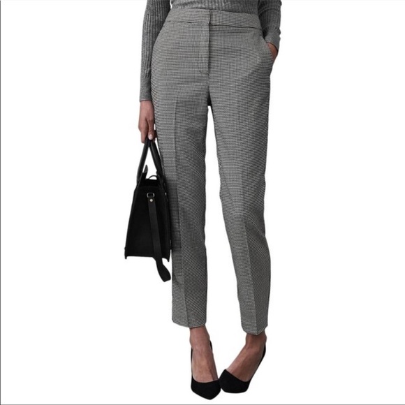 Reiss Azalea Houndstooth Lined Pants Black White 4 Preppy Dark Academia Career - Picture 2 of 9